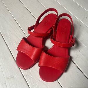 Camper red leather heeled sandals